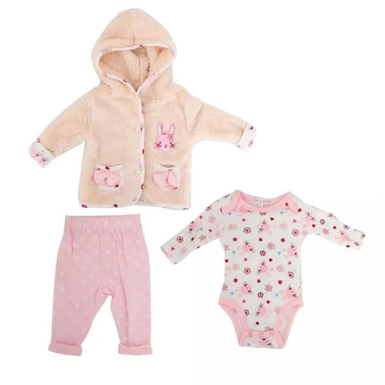 Picture of IK1561 GIRLS 3 PIECE SET WITH FLEECY JACKET, GROW & TROUSERS